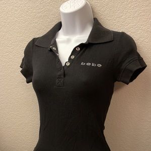 Bebe y2k sexy vintage ribbed polo shirt small